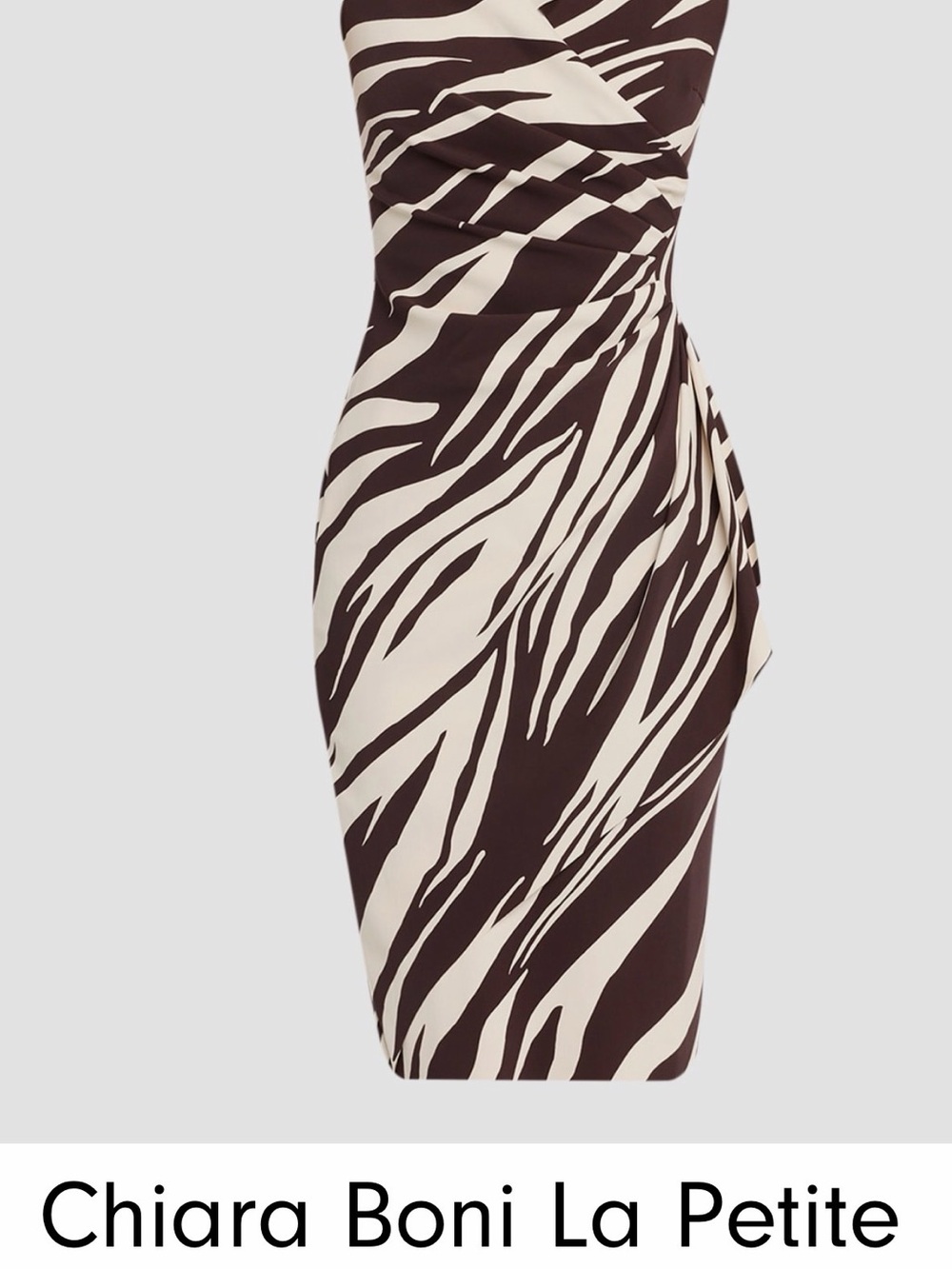 Chiara Boni Brown & Cream Zebra-Print Midi Dress